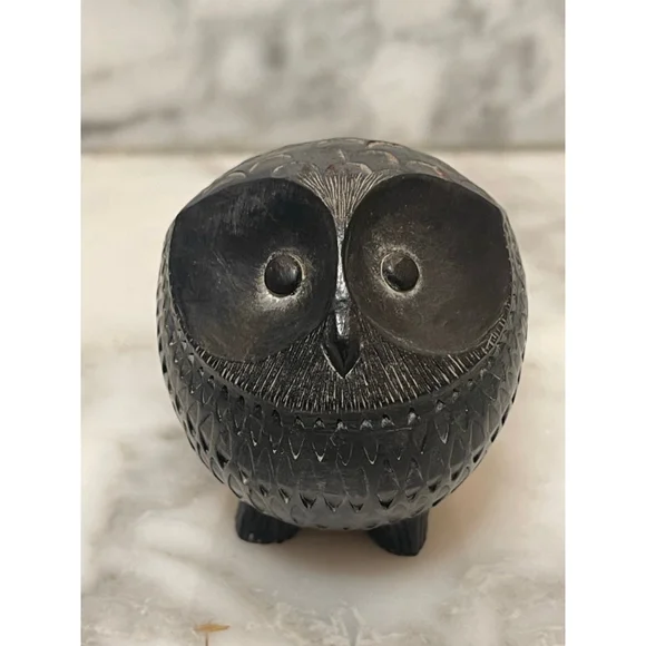 Vintage Boma Hand Carved Soapstone Owl Figurine Vancouver BC Canada 3” - Picture 5 of 8